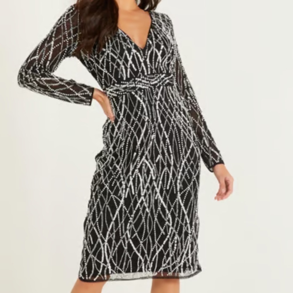Quiz | Black Sequin Cocktail Dress